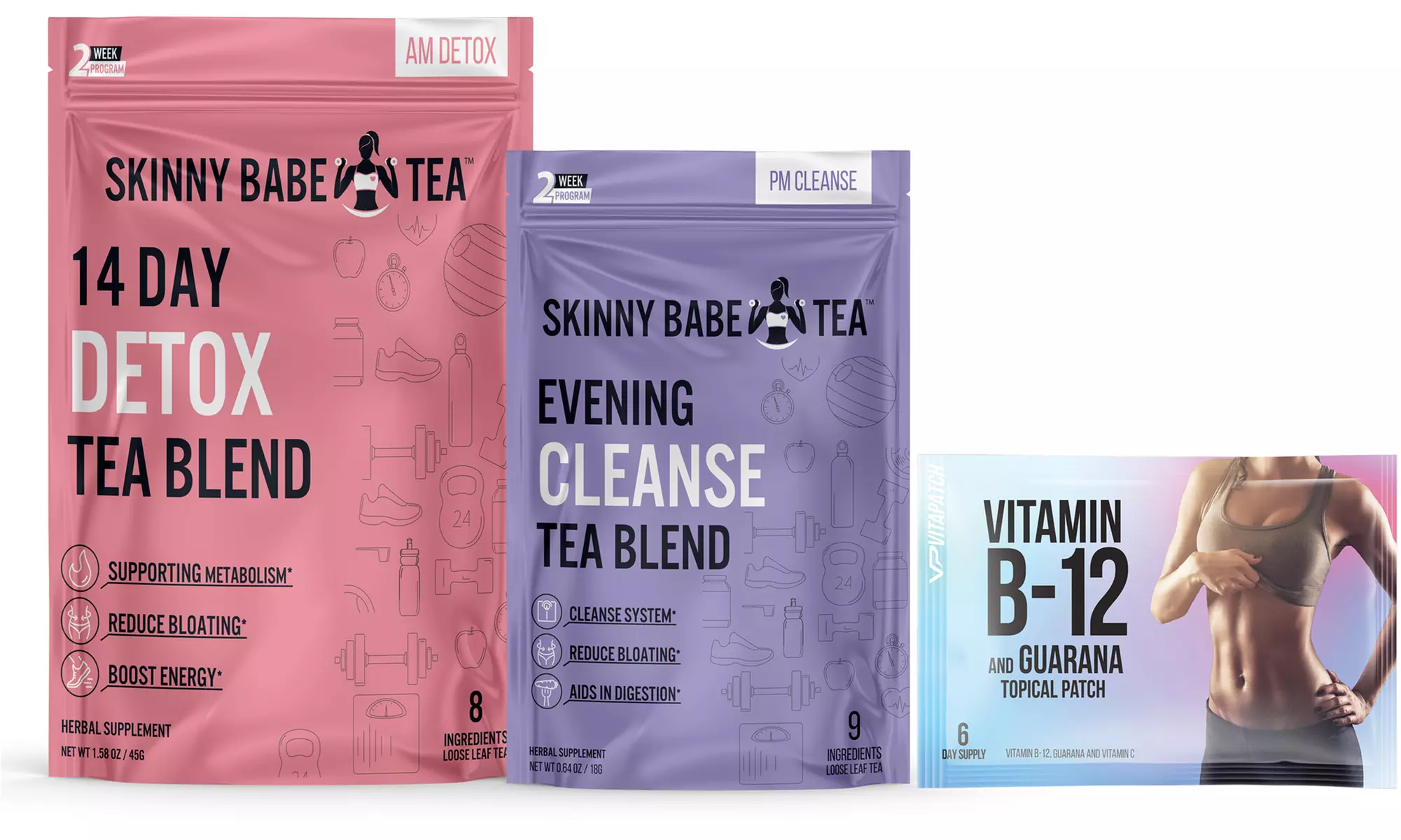 Skinny Babe Detox AM/PM Tea and Vitamin B12 Patch (3-Pack)