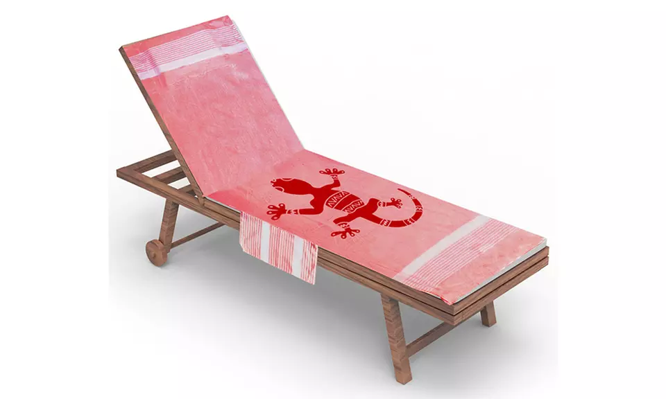 Serviette de transat en coton avec coussin amovible et poches de rangement