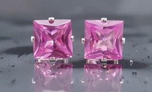 2.50 CTW Pink Sapphire Studs in Sterling Silver