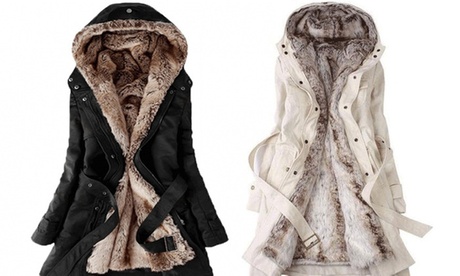 Parka 3 en 1 avec doublure fourrée et capuche pour femme