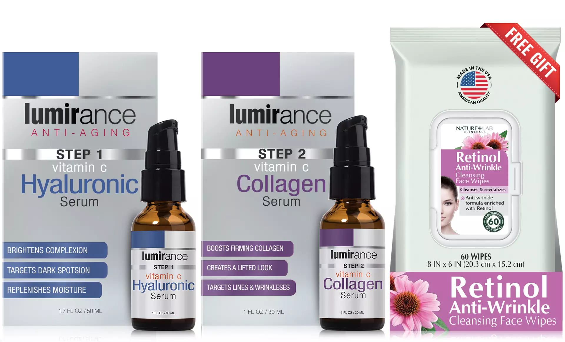 Lumirance Face-Lift Kit with Retinol Beauty Oil, Retinol Eye Cream, Overnight Mask, or Lash Serum - Second Medium