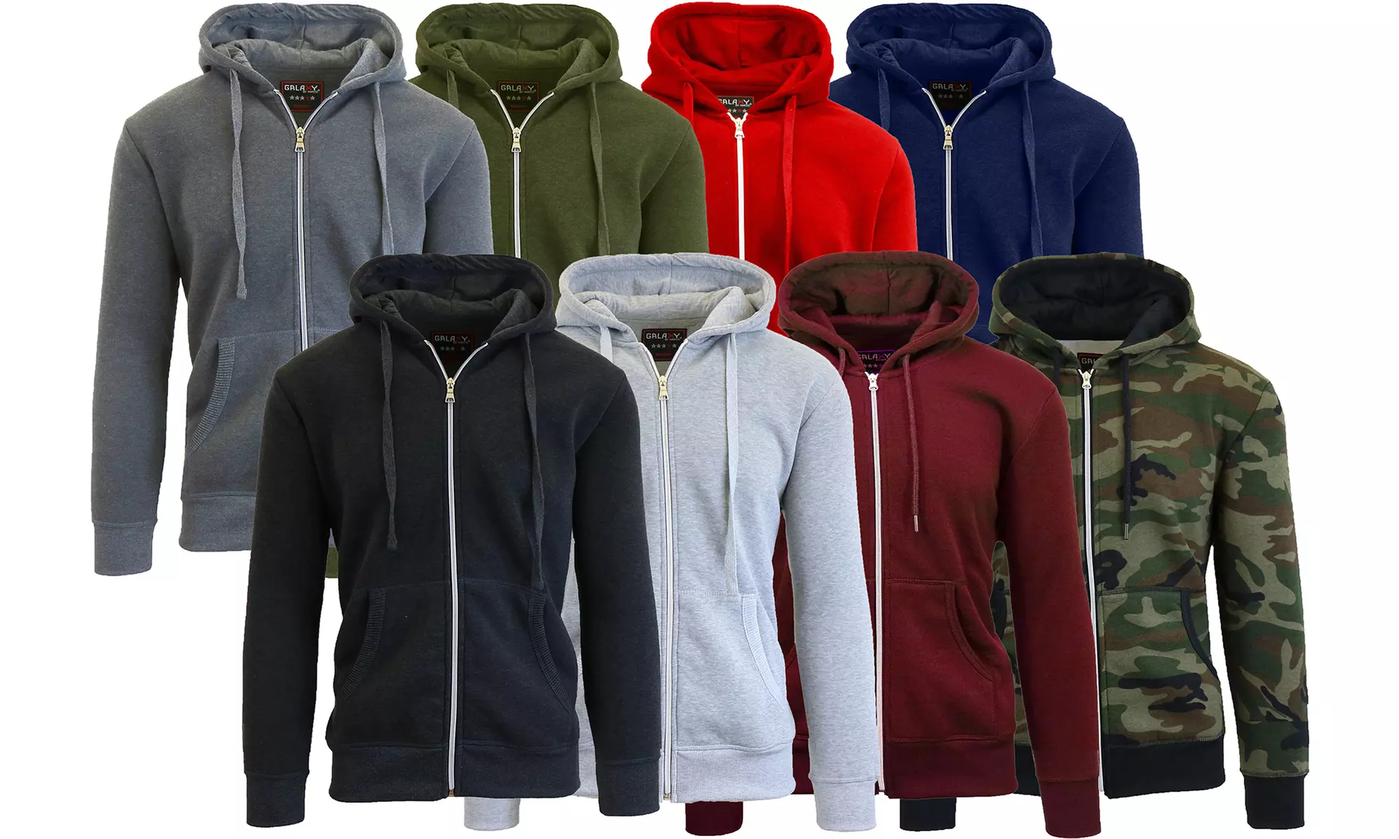 Galaxy by Harvic Men's Slim-Fit Fleece-Lined Zip Hoodie (2-Pack; S–2XL) - Primary Image