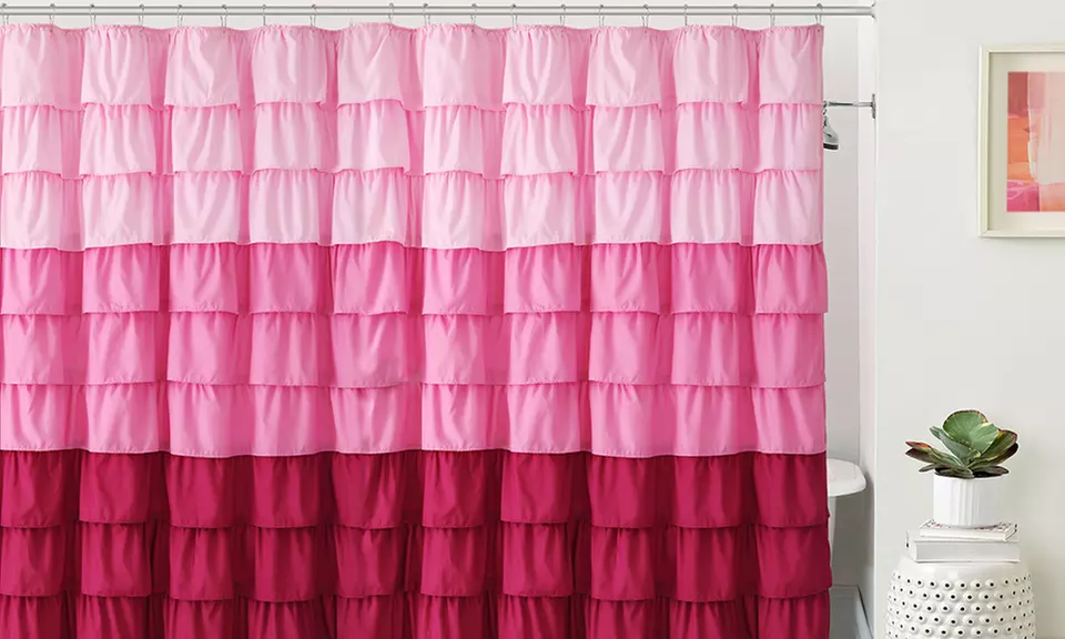 Ruffled Fabric Shower Curtain - Second Medium
