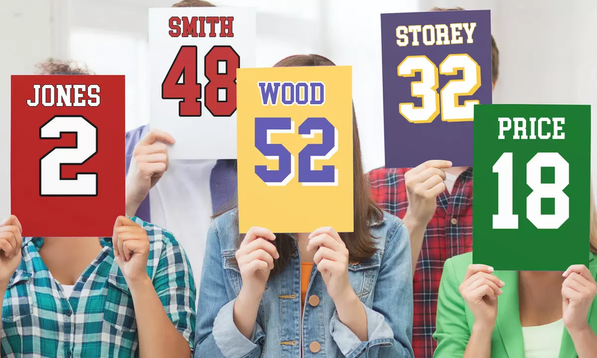 One, Three, Five, or Ten Customized Big Name and Number Jersey Sign Cutouts by Build-A-Head (Up to 75% Off) - Primary Image