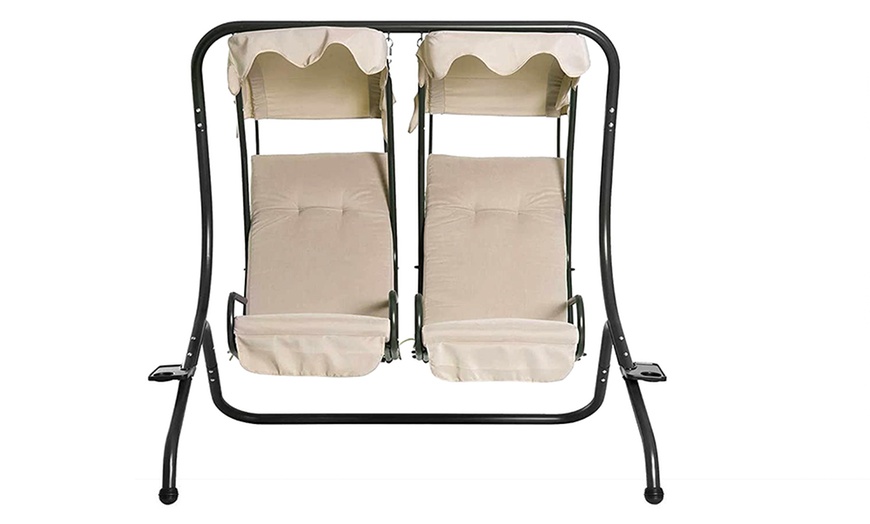 Image 3: Outsunny Twin Single Seat Swing Chair with Canopy