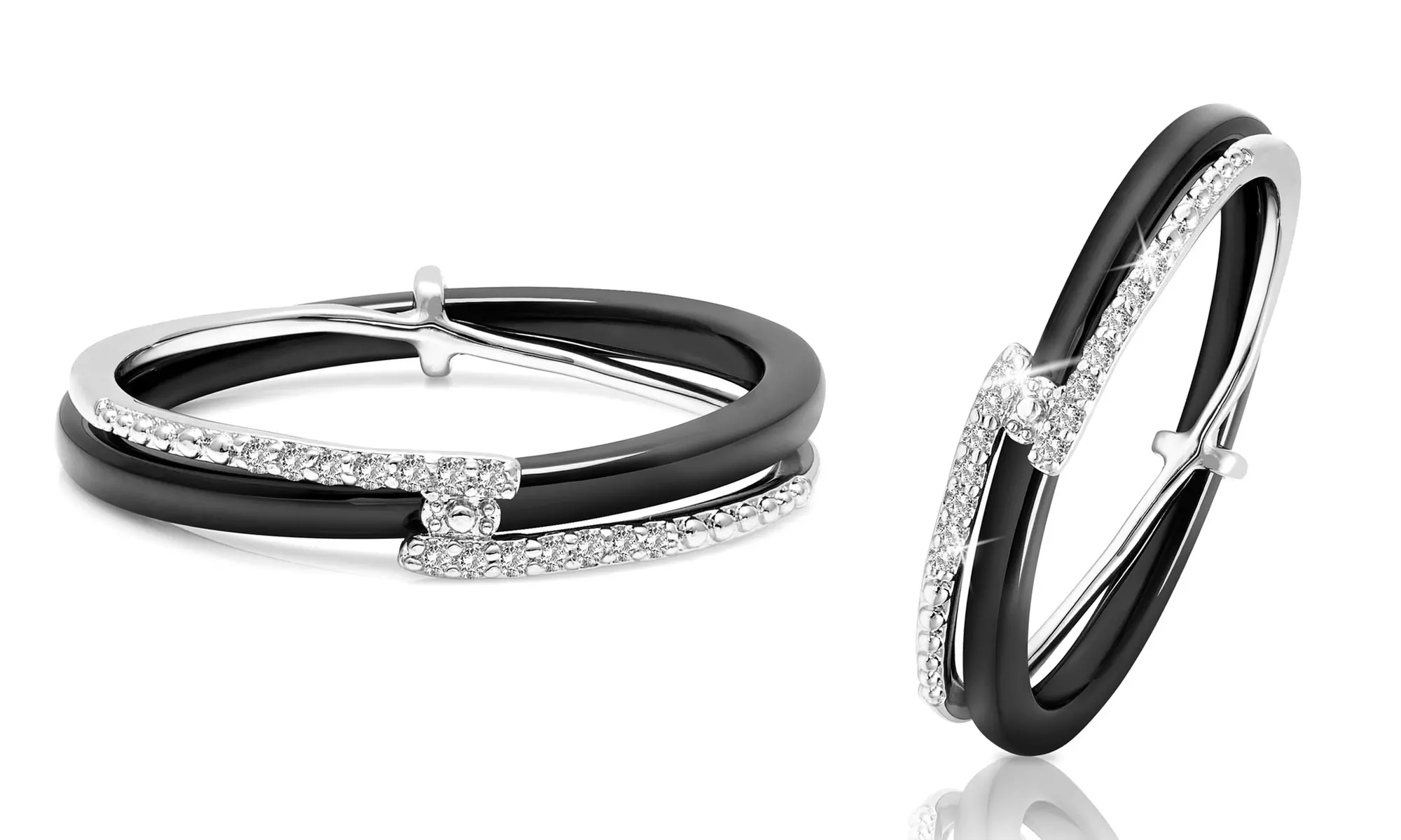 Bague "Twist" en céramique de la marque OMG Jewel ornée de cristaux Swarovski® - Second Medium