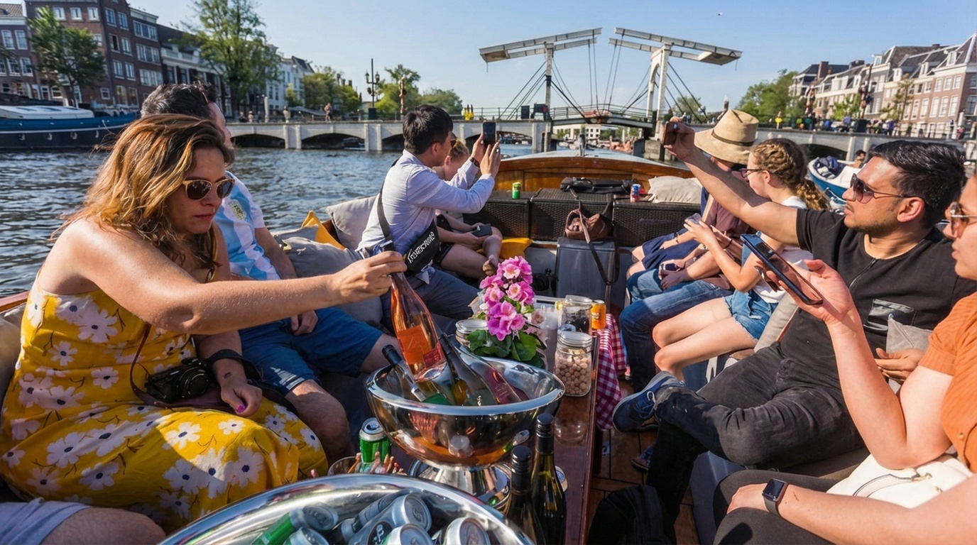 Dobber lekker door Amsterdam op een sloep, incl. drankjes en snacks