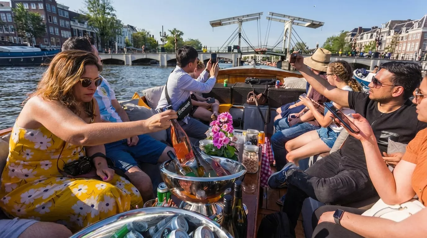 Dobber lekker door Amsterdam op een sloep, incl. drankjes en snacks