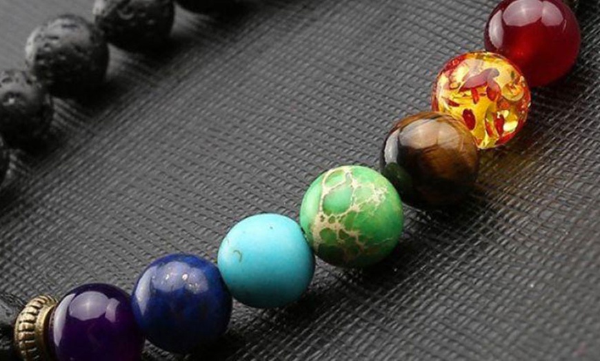 Image 4: One, Two or Four Lava Stone Chakra Bracelets