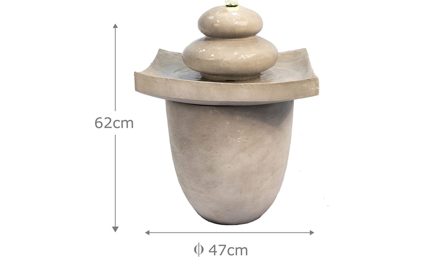 Image 5: Outdoor Zen stones 2-Tier Fountain with LED Light