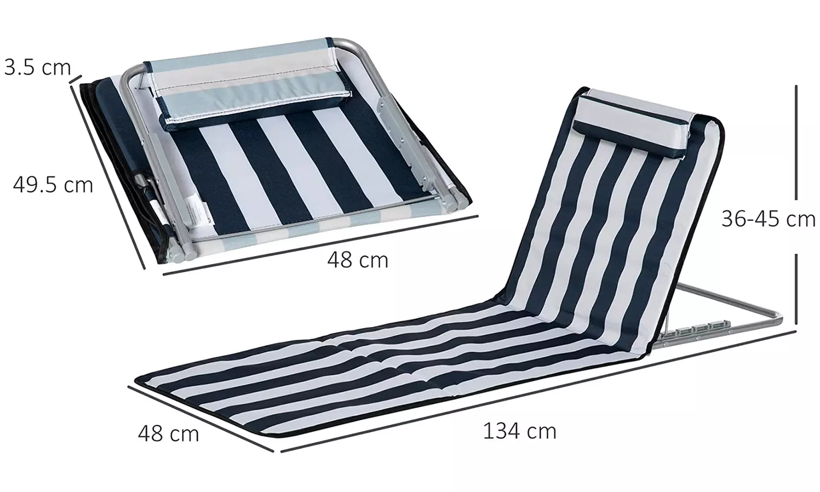 Set of Two Outsunny Foldable Beach Chair Mat - Image 6