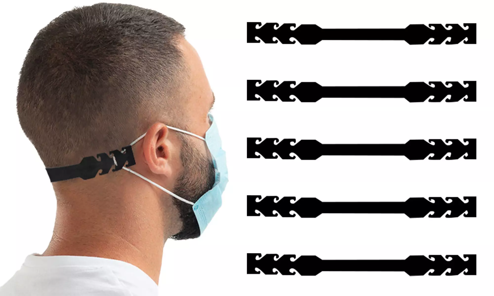 2, 3 ou 5 barrettes attache masque en silicone, pour toute la famille - Primary Image