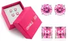 Sterling Silver Pink Round and Princess Cut Stud Duo Earring Set By SparklyKidz