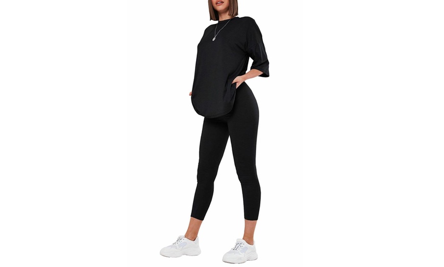 Image 5: Women's Oversized T-shirt and Leggings Co-Ords Lounge Set