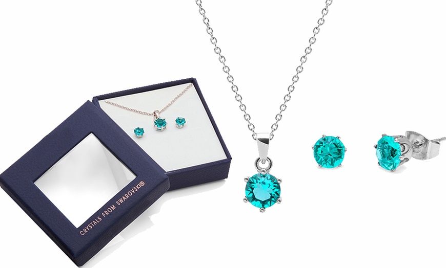 Image 4: Birthstone Necklace and Earrings Set with Crystals from Swarovski®