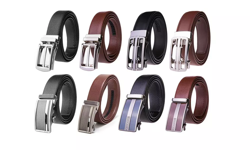 Men's Leather Automatic Buckle Ratchet Dress Belt - Primary Image