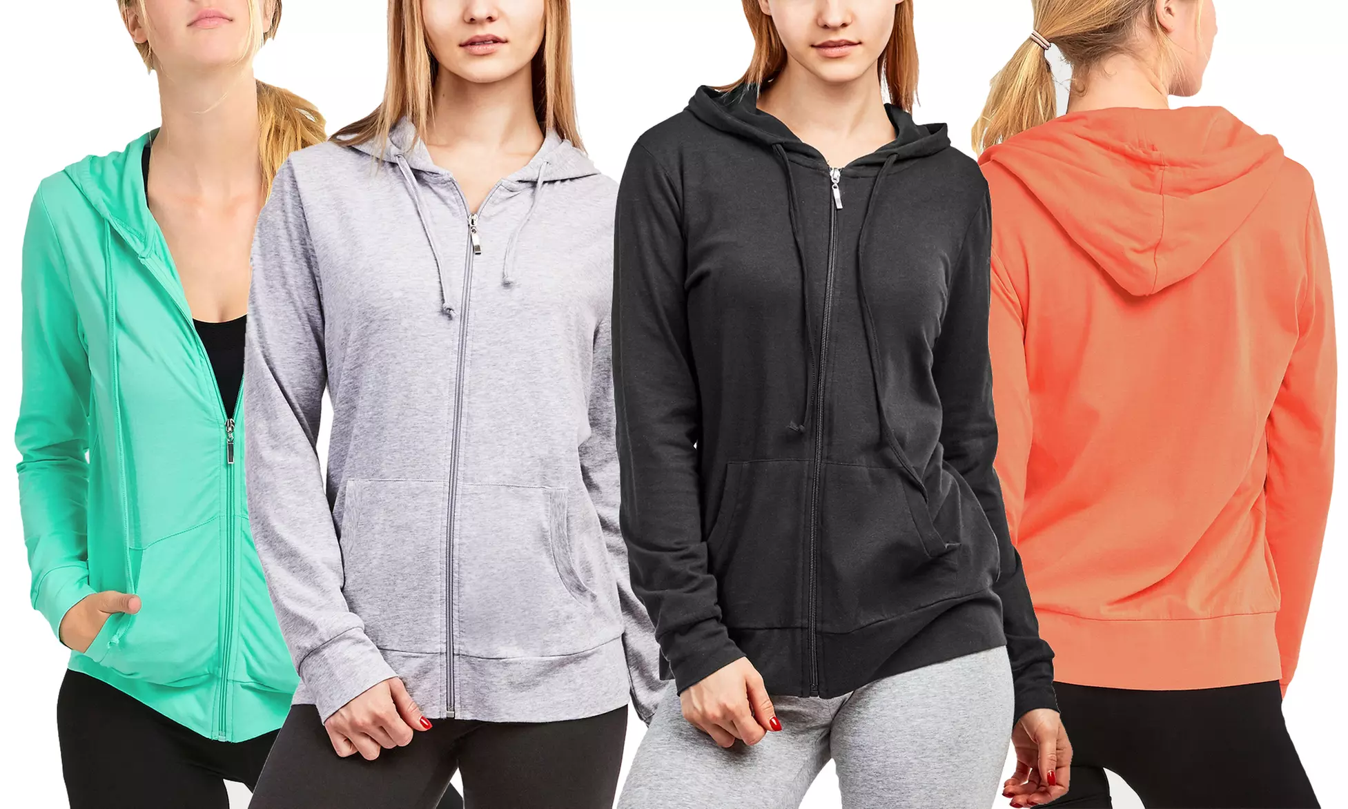 Women's Thin Zip-Up Hoodie Jacket - Primary Image