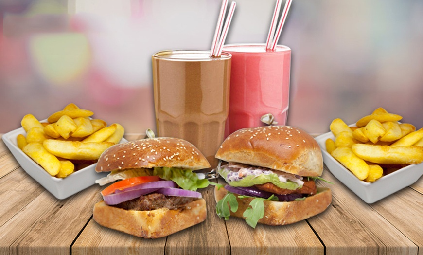 Image 1: Burger, Fries and Milkshake 