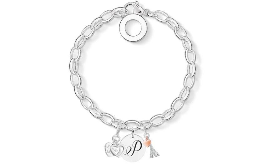 Image 17: Initial Charm Bracelet Made with Crystals from Swarovski®