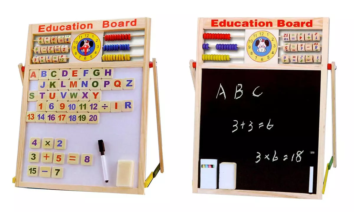 Tableau double face éducative en bois 6 en 1 - Primary Image
