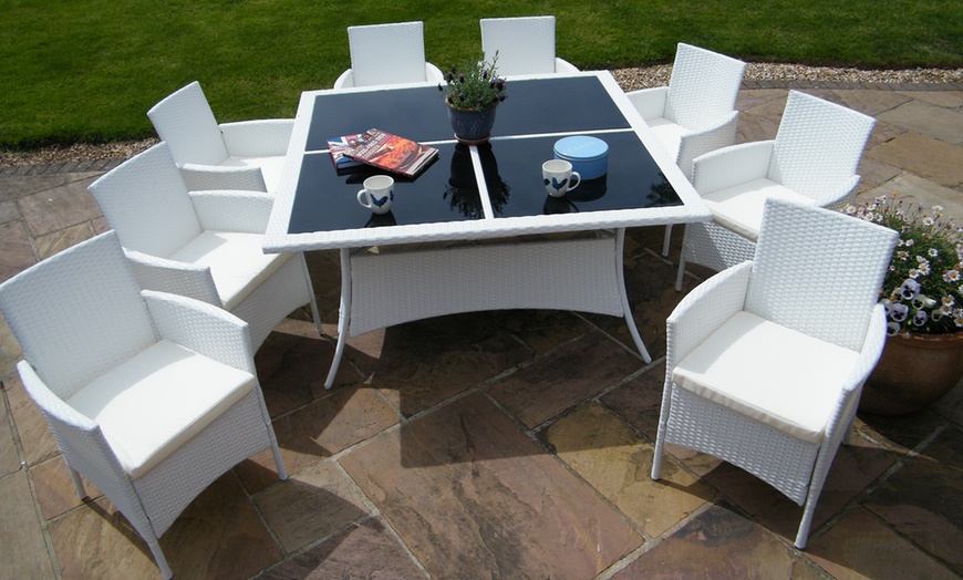 Image 4: Cannes White Rattan Dining Set