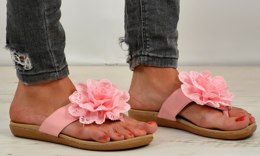 Image 13: Women's Flower Flip-Flops