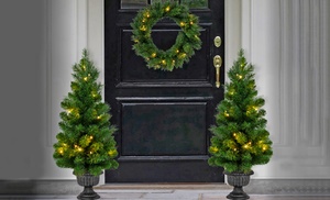 LED Christmas Tree and Wreath Set