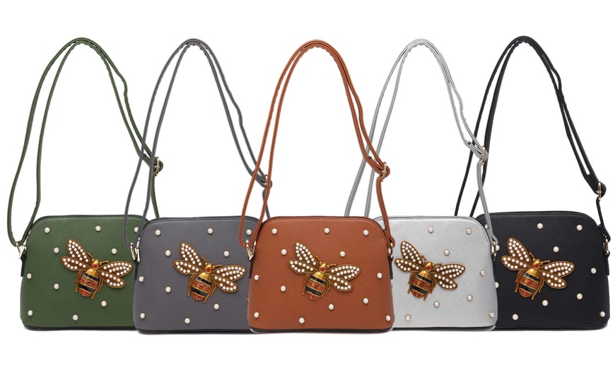 Image 1: Bee Embellished Cross-Body Bag