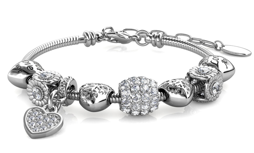 Image 7: Drop Heart Charm Bracelet Made with Crystals from Swarovski®
