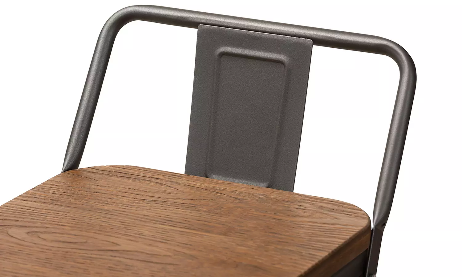 Replica Tolix Wooden Seat Bar Stool with Backrest Set (2-Piece) - Second Medium