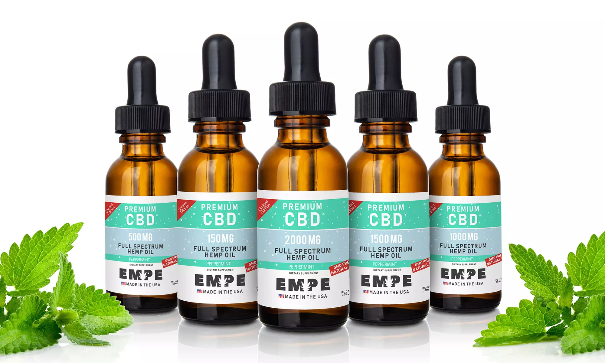 Organic Peppermint Flavored CBD Oil Tinctures from Empe USA (150mg-2000mg) - Primary Image