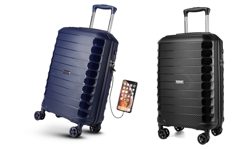 Image 1: Kono 20'' Suitcase with Charging Interface