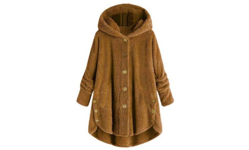 Image 11: Oversized Fluffy Hooded Coat