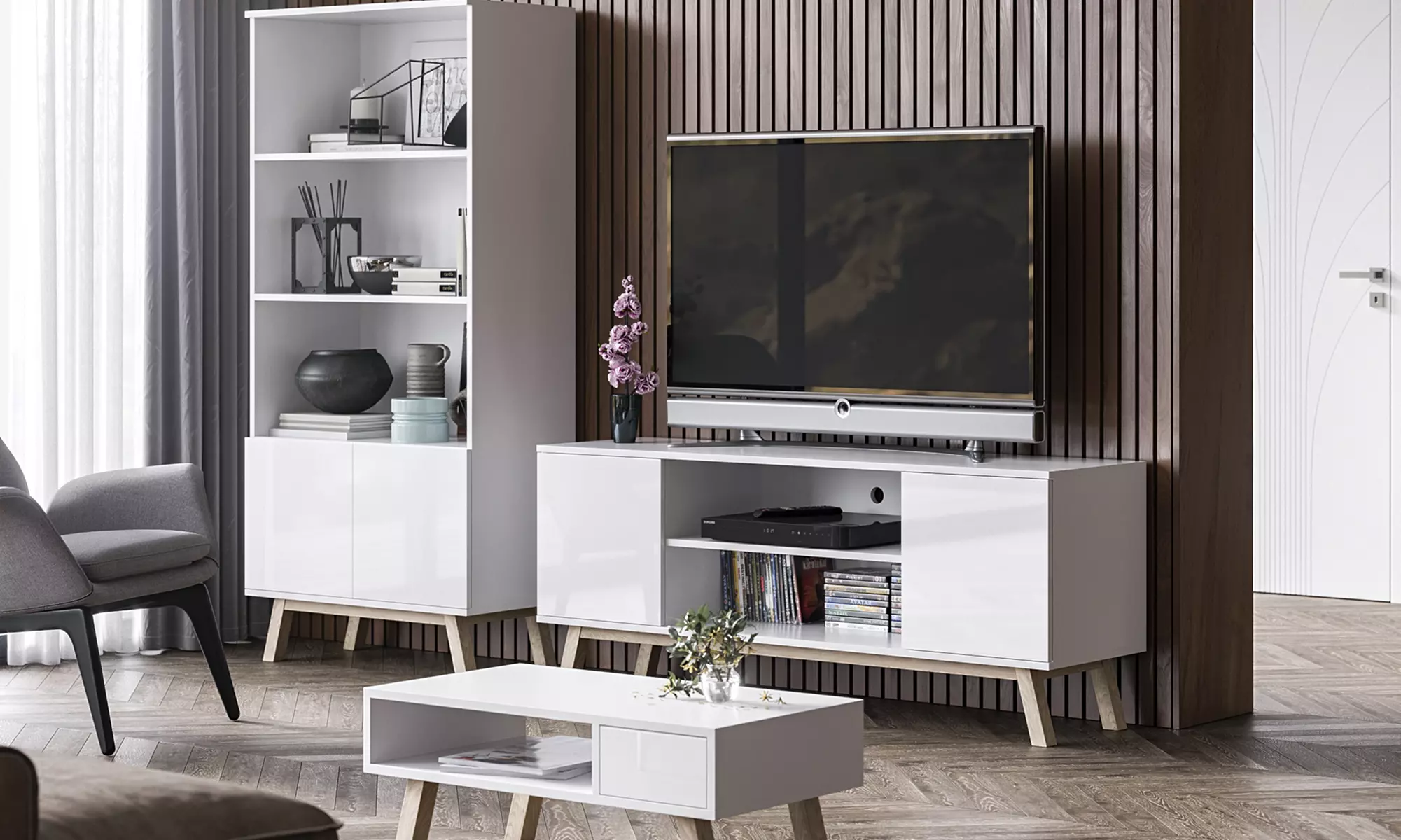 Meuble TV "Vero" de style scandinave, coloris au choix et livraison offerte - Primary Image