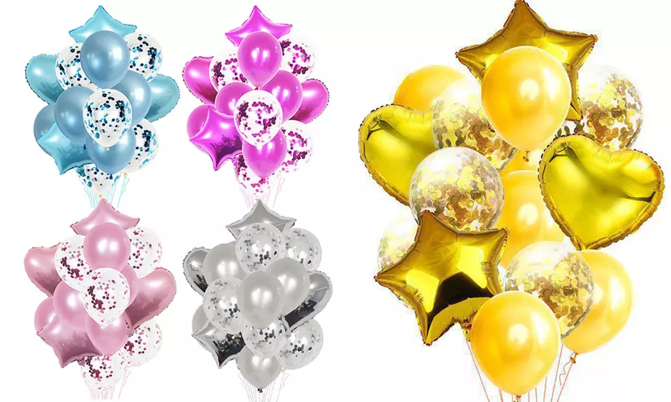 1 ou 2 lots de 14 ballons de décoration avec confettis - Primary Image