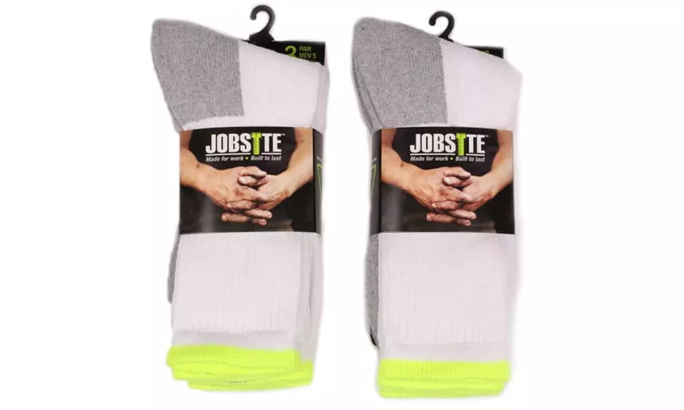 Job Site Men's Moisture-Wicking Crew Boot Socks (12 Pairs) - Second Medium