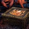 Image 2: Outsunny Square-Shaped Fire Pit Table with Optional Grill Shelf