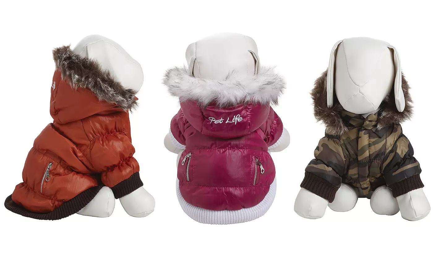 Metallic Dog Parka Coat with Removable Hood - Primary Image