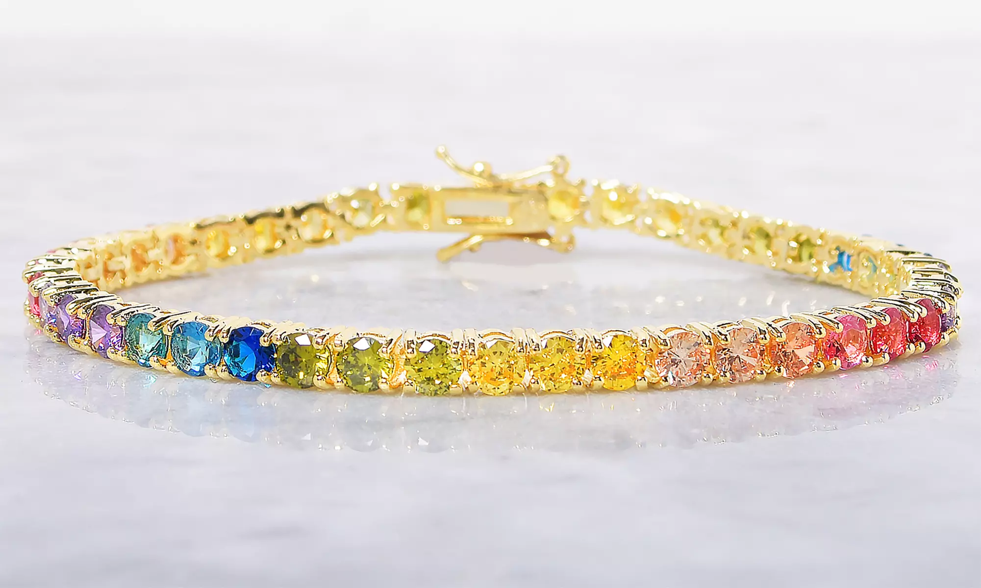 18 CTTW Crystal Rainbow Tennis Bracelets by Elements of Love - Primary Image
