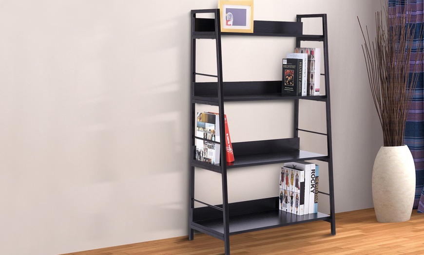 Image 8: HOMCOM Leaning Ladder Bookshelf