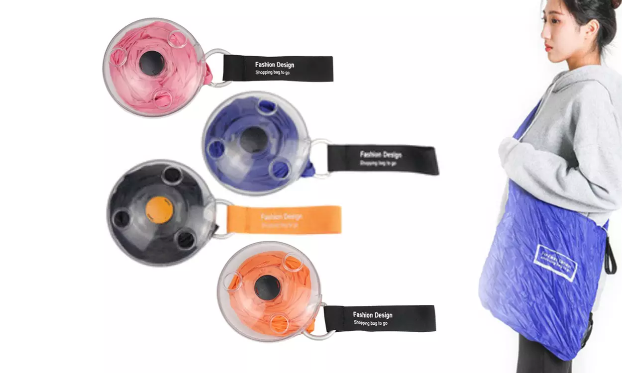 1 of 2 opvouwbare, herbruikbare boodschappentassen in kleur naar keuze - Primary Image