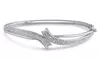 14K White Gold Plated Diamond Accent Bangle by Brilliant Diamond