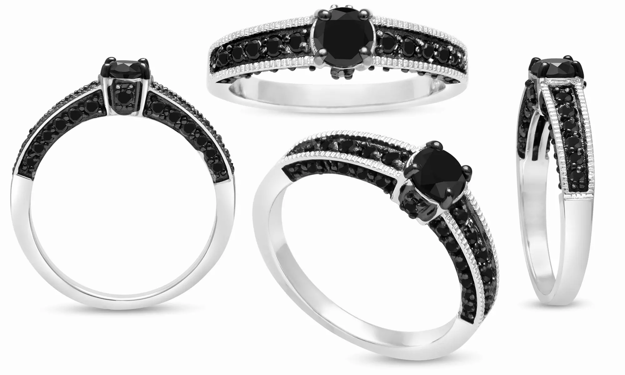 0.98 CTTW Black Diamond Ring in Sterling Silver - Primary Image
