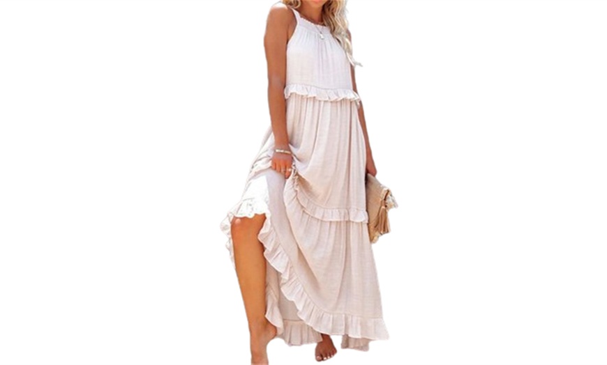 Image 4: Womens Sleeveless Halter Maxi Dress