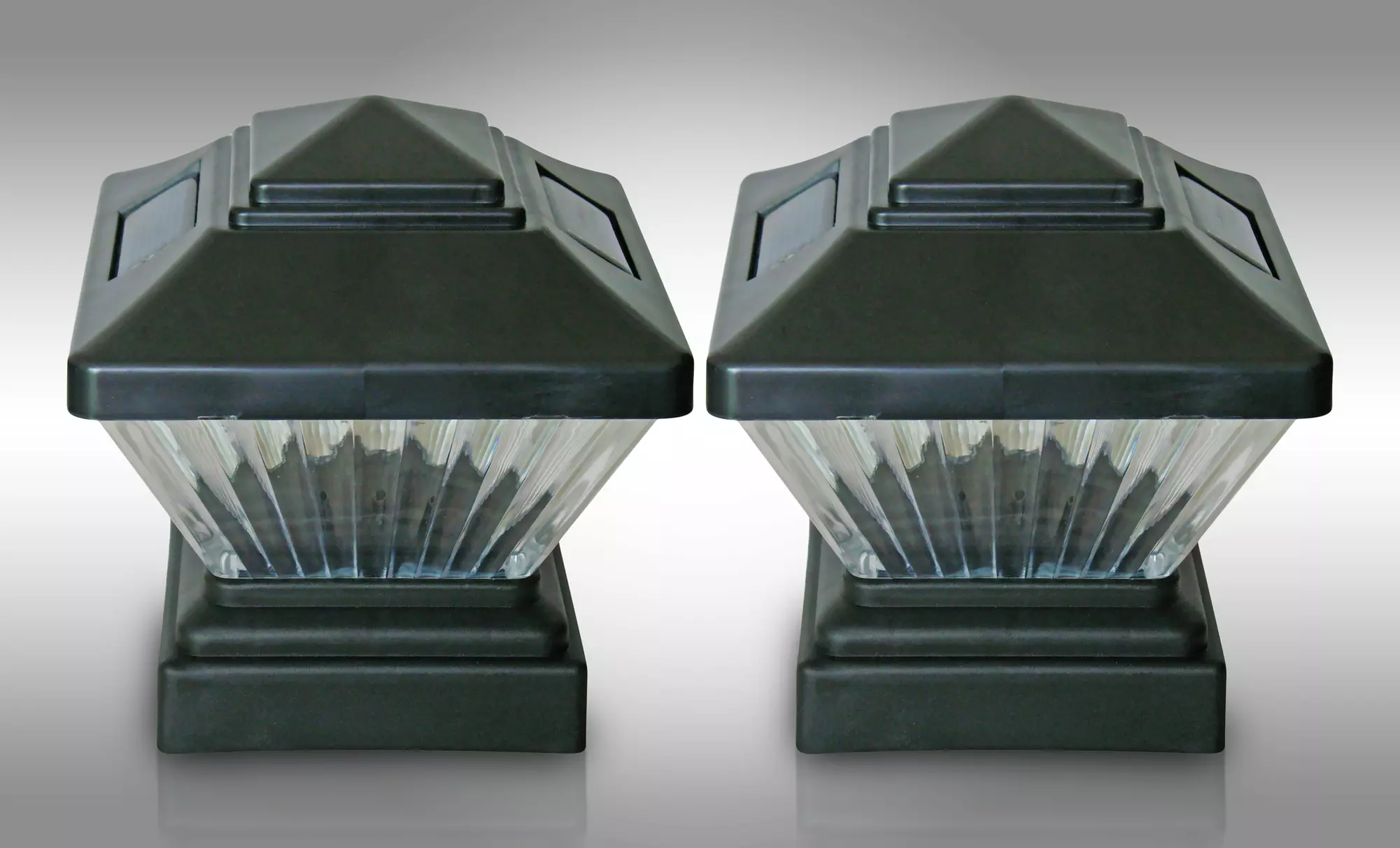 Solar Powered LED Post Lantern Head 2-Pack - Second Medium