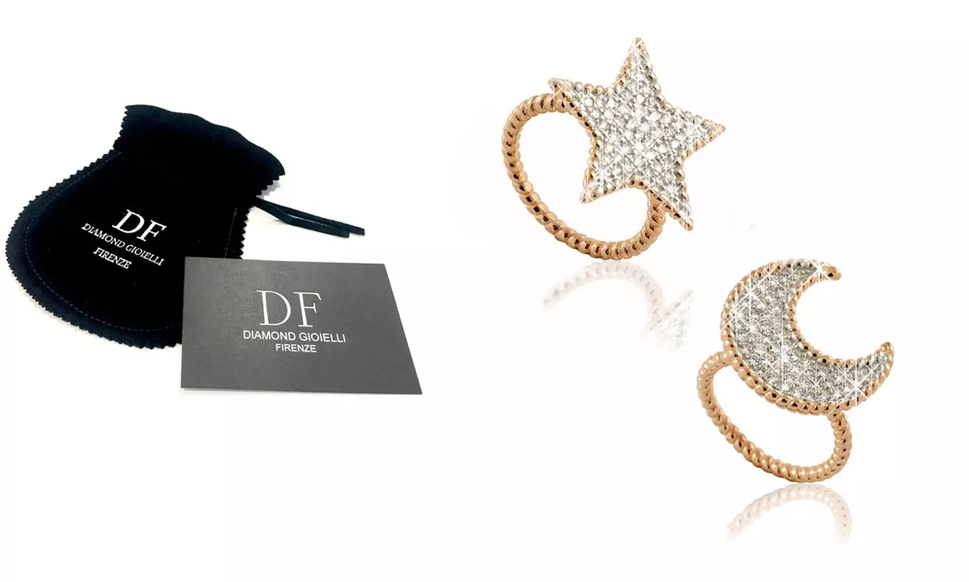 Bague d'astres avec cristaux, modèle "Lune" ou "Étoile" au choix - Image 4