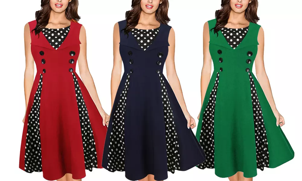 Robe à pois style retro Elisa - Primary Image