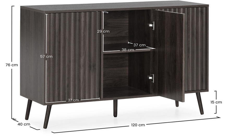 Image 22: Aparador Lluvia de 3 puertas con diseño acanalado de VS Venta-stock