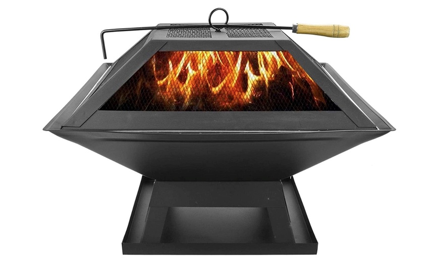 Image 2: Square BBQ Grill Fire Pit