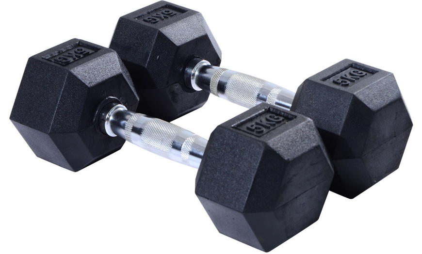 Image 16: Rubber Hexagonal Dumbbells